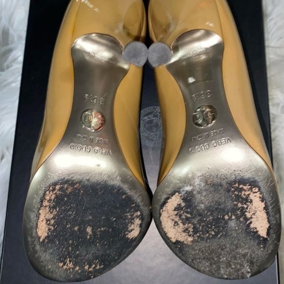 Dolce & Gabbana Patent Leather Tan/Khaki Green Pump Heel Round Toe 36.5 (6 US) - Picture 4 of 5